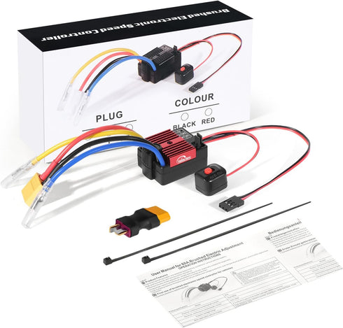 60A 2-3S 370 380 540 550 1/10 Brushed ESC Electronic Speed Controller Waterproof ESC for Brushed Motor Remote Control