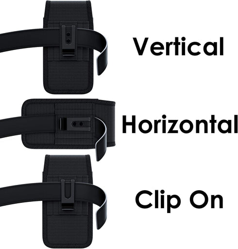 iPhone 15, 15 Pro, 14, 14 Pro, 13, 13 Pro, 12, 12 Pro, 11, XR, XS, 10 Holster with Belt Clip - Fits Phones with Cases.