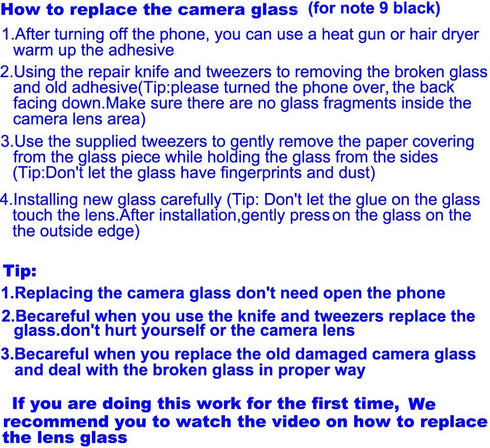 2pcs OEM Back Rear Camera Glass Lens Replacement for Samsung Galaxy Note 9 - All Carriers, with Adhesive Preinstalled