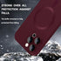 iPhone 15 Pro Max Magnetic Case for Women - Wine Red, Matte Soft Metallic, MagSafe Compatible, with Lens & 2 Screen