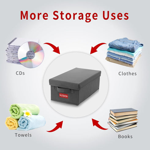 DVD Storage Box - Pack of 3 Stackable DVD Case Holder Organizer, Holds up to 75 DVDs - Grey