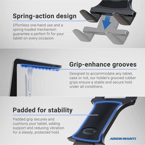 ARKON Universal Tablet Holder for Apple iPad Pro, iPad Air, iPad Mini, Galaxy Tablets TAB001