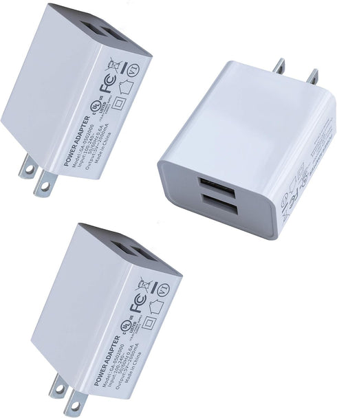 SUPWISER Wall Charger, USB Adapter, 3 Pack 10W Dual Port Quick Charger Plug for iPad iPhone Samsung