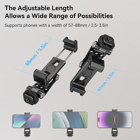SMALLRIG Universal Phone Tripod Mount, Metal Cell Phone Mount with Cold Shoe and M4 Screws for DJI Stabilizers