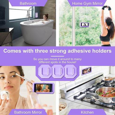 URROY Waterproof Shower Phone Holder, 360° Rotation Case, Anti-Fog High Sensitivity Universal Cover Mount Stand