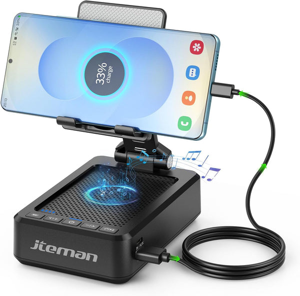 JTEMAN Cell Phone Stand with Bluetooth Speaker,HD Sound Adjustable Phone Holder,Birthday Gifts for