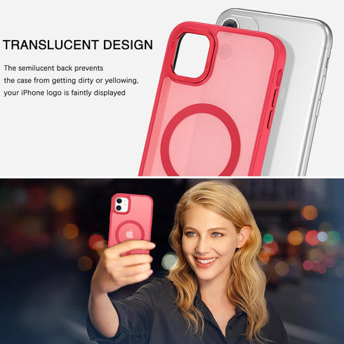 BENTOBEN iPhone 11 Magnetic Case, Slim Shockproof Translucent Matte Cover, Anti-Fingerprint, Anti-Scratch, Red 6.1’’