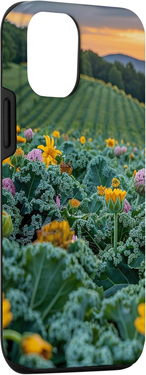 Kale Flower Field Beautiful Sunset Merch 12/12 Sunset iPhone Pro Kale Flower Field Beautiful Graphic Case
