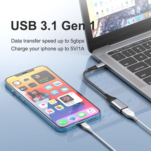 ROTOPATA 2 Pack 3.1 5 USB C to USB Adapter, Type C Male to USB Female OTG Cable Converter, Gbps High Speed, USB Adapter