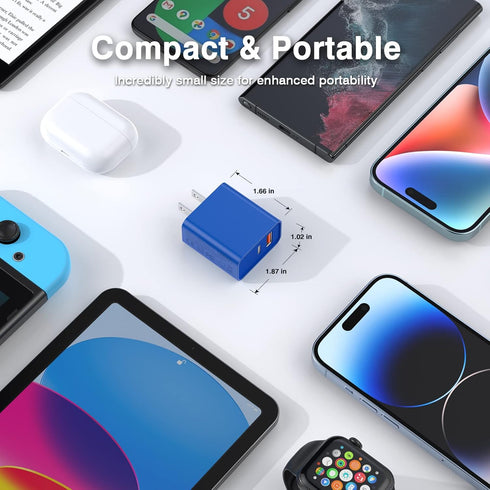 2 Pack USB C Charger, 20W PD Fast Dual Port Plug Type C Charger, Compatible for iPhone 14 Plus/Pro/Pro Max/13 Pro