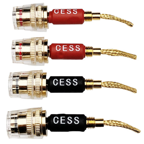 CESS-220 Pin Banana Plug to 4mm Female Banana Jack, 4 Pack, Braided-Type