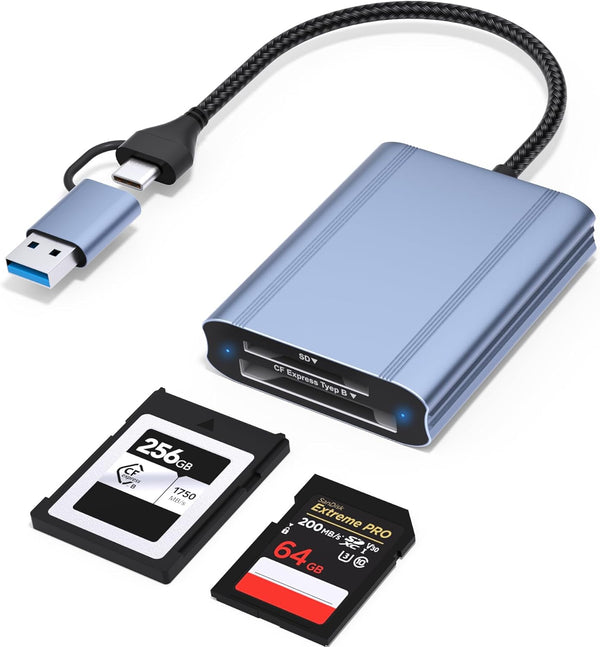 Zaievo CFexpress Type B and SD Card Reader, USB-C 3.2 Gen 2 10Gbps
