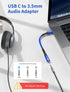 JSAUX 2-Pack USB Type C to 3.5mm Female Headphone Jack Adapter, USB C to Aux Audio Dongle Cable
