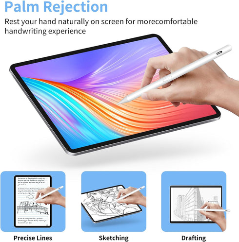 Stylus Pen for iPad, Fast Charging & Palm Rejection, Compatible with 2018-2023 Apple iPad Pro, White