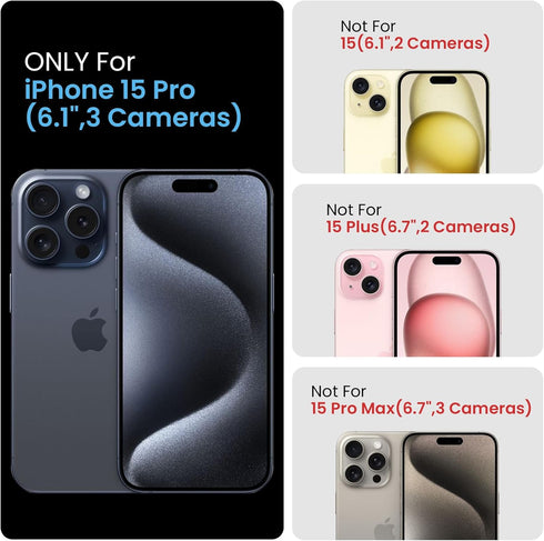 iPhone 15 Pro Case by FireNova, Black Silicone, 6.1", with Camera Protection & 2 Screen Protectors, Soft Microfiber
