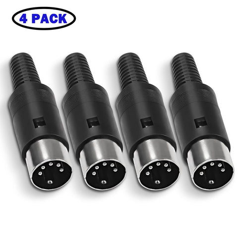 MEIRIYFA DIN 5-Pin Male Plug Connector, 4 Pack MIDI Cable Adapter Socket Solder Terminals for Microphone Amplifiers