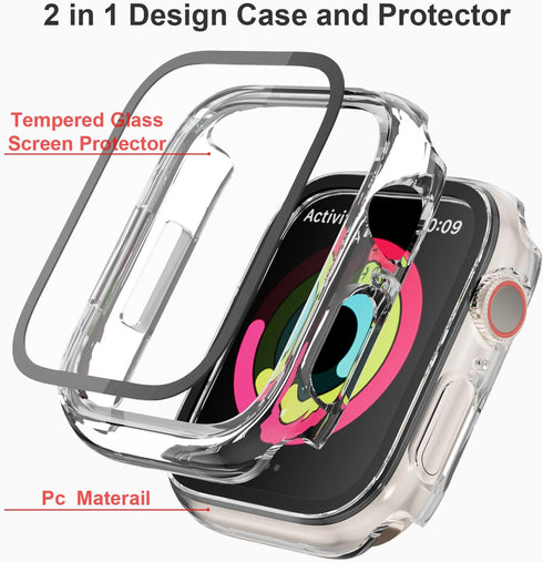 12 Pack Case with Tempered Glass Screen Protector for Apple Watch Series 10 42mm, Full Matte Leopard PC Cover