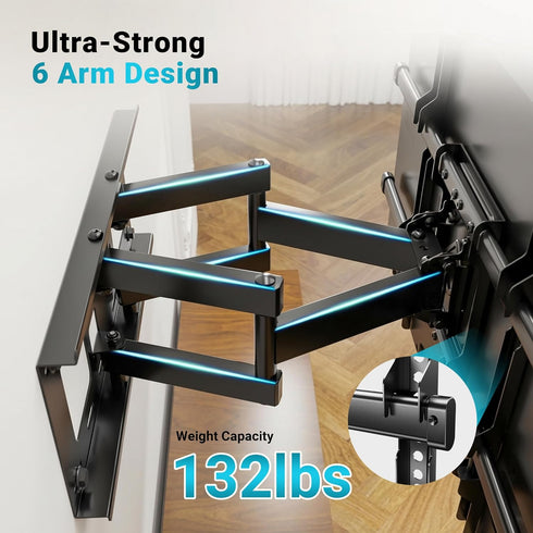 BONTEC 37-85 Inch 132lbs, 600x400mm, 16" Full Motion TV Wall Mount for TVs, Hold up to Max VESA Swivel Tilt Dual Arms
