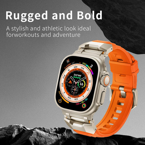 Rubber Band for Apple Watch 49mm 46mm 45mm 44mm 42mm, Luxury Silicone Sport Bands for Men iWatch Ultra & Series
