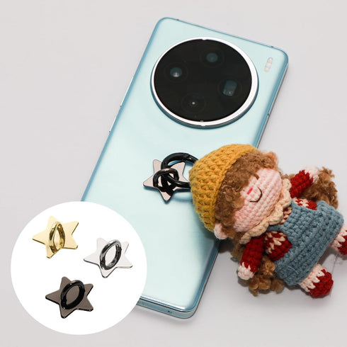YUYUDEHM 12 Pcs Phone Charm Hook, Cell Phone Finger Ring, Star Phone Holder, Adhesive Metal Phone Finger Grip Loop