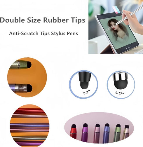 6 Pack Stylus Pen for Touchscreen, Smozer 2 in 1 High Sensitivity Capacitive Stylus for iPad, iPhone, Android (Fine Tip)