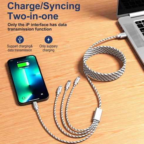 2Pack Multi Charging Cable 3.5A, 10Ft 4 in 1 Long Multiple Fast Charger Cable with Dual iP/Micro USB/Type C Ports for Phone 13/12/11/Xs/X/8/7/6/se/Tablets/Samsung Galaxy/LG/Pixel/Huawei/OnePlus by ASICEN