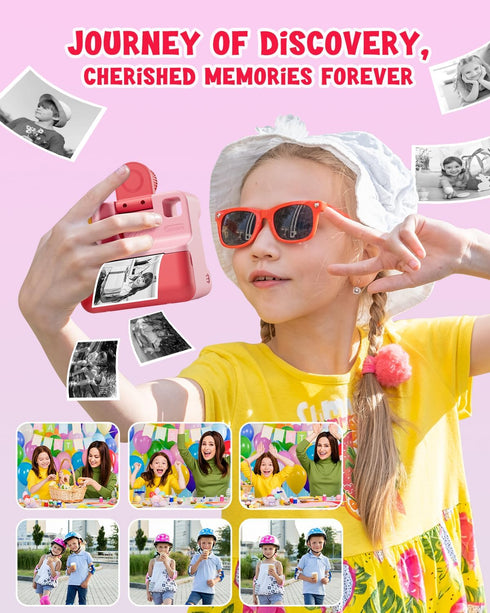 Instant Print Paper - 5 Rolls Black & White for Kids Instant Print Camera, NO-Ink HD Thermal Print Paper Set