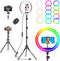 Vlogging 10.3" Selfie Ring Light with Stand and Phone Holder, Desk Tripod, 29