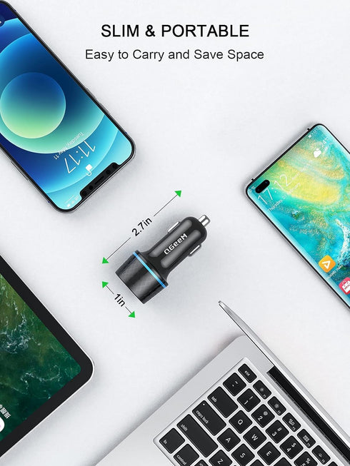 QGeeM USB C Car Charger Adapter, 2Pack 91W Fast Charging Cigarette Lighter Charger with PD3.0, Compatible for iPhone 15