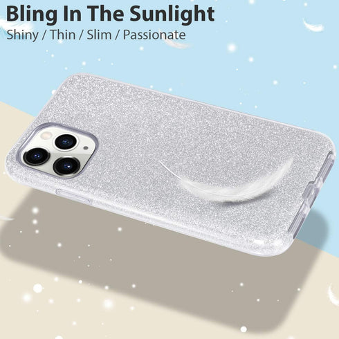MATEPROX Compatible with iPhone 11 Pro Case, Bling Sparkle Cute Girls Women Protective Case - Silver