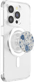 White Blue Floral Phone Popper White Blue Floral Pattern PopSockets PopGrip for MagSafe