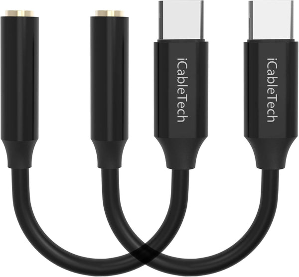 USB C Headphone Adapter, 2 Pack Pixel 2 Headphone Adapter USB-C to 3.5mm Audio Jack Adapter Hi-Res with DAC