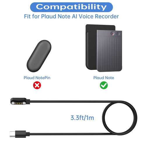 Mugust 2 Pack 3.3ft USB C Magnetic for PLAUD Note AI Voice Recorder Charger, Replacement Charging Cable Accessories