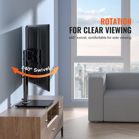 VEVOR 32-55 inch Universal TV Mount for TVs, Height Adjustable Swivel Stand with Tempered Glass Base for Bedroom