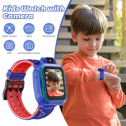Kids Watch Boys with Camera, Digital Smart Watch Touchscreen with Video, Mp3, Alarm, Pedometer, Games for Age 3-9 Years