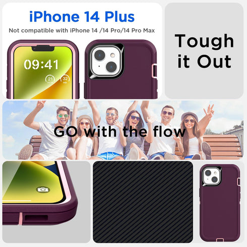 AICase for iPhone 14 Plus Case(6.7") with Glass Screen Protector, Heavy Duty Drop Protection Full Body Rugged Shockproof/Dust Proof Military Protective Tough Durable for iPhone 14 Plus 6.7"_6