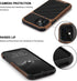 TENDLIN Black Compatible with iPhone 11 Case, Wood Grain with Carbon Fiber Texture Design Leather Hybrid