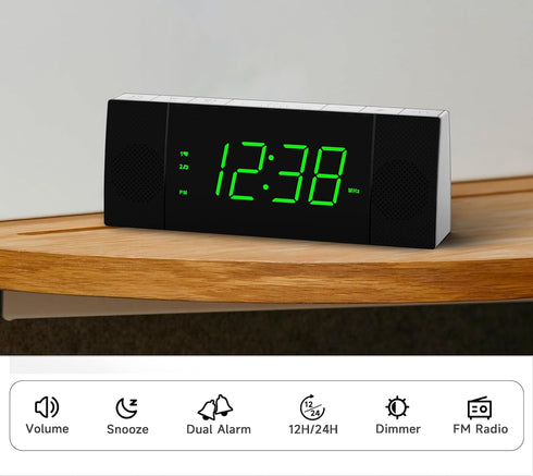 iTOMA Bedside Alarm Clock Radio - Bluetooth Speaker, Dimmable Jade Green LED Display, FM Radio with Sleep Timer, Dual