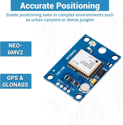 hiBCTR 2-Pack GY-NEO6MV2 NEO-6M 3V-5V 2.5 GPS Flight Controller Module with Super Ceramic Antenna for Arduino EEPROM