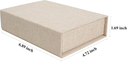 Linen Photo Storage Box 4x6, Beige Memory Box for Photos, Pictures, Certificates, Scrapbooking Supplies, Keepsakes,