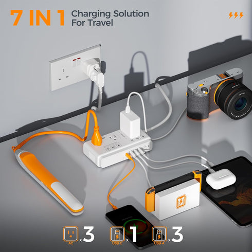 TESSAN 220V to 110V Voltage Converter, Universal Travel Adapter with 4 USB Ports (1 USB C), 3 AC Sockets, EU/UK/AU/IT