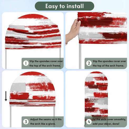 Jnbasdffb 6.6 Red Abstract Wedding Arch Cover, Stretchy Spandex Arch Backdrop Stand Covers FT, Grey Modern Mottled Art