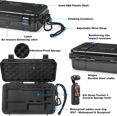 Lekufee Travel Waterproof Hard Case for DJI Osmo Pocket 3/Creator Combo, Vlogging Camera & Accessories (Case & Bag Only)