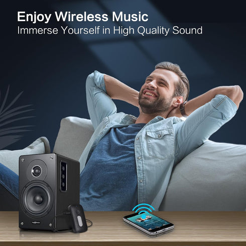 SIMOLIO Bluetooth Receiver for Car, 35H Battery Life, Noise Cancelling 3.5mm AUX Adapter