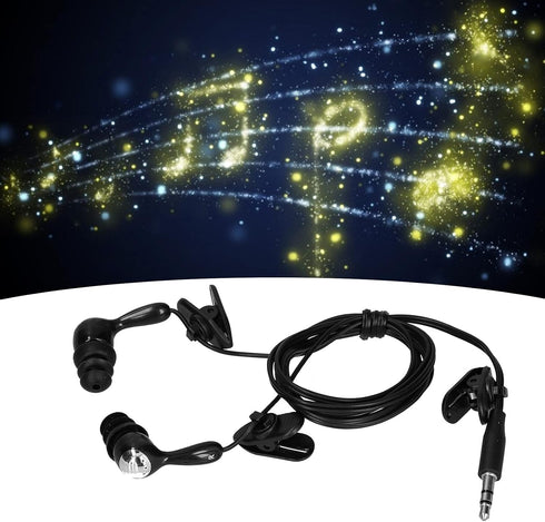 Sports Earbud Earphone - 3.5mm Sweatproof Wrap Around Headphones with Replaceable Earplugs for Diving, Running, Black