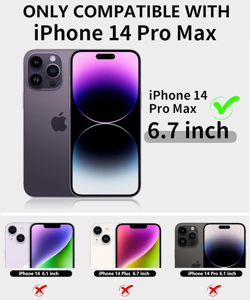 iPhone 14 Pro Max Case 6.7" - Heavy Duty Full Body Protection, Belt Clip Holster, Kickstand, 2 Screen Protectors, Black.