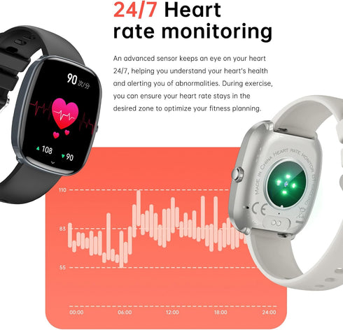 Smart Watches Men Women Fitness Tracker for Men Smartwatch Bluetooth Call Make/Answer Reminder Heart Rate Sleep Monitor Step Pedometer Counter Waterproof Sports Watch ios Android Phones Silicone