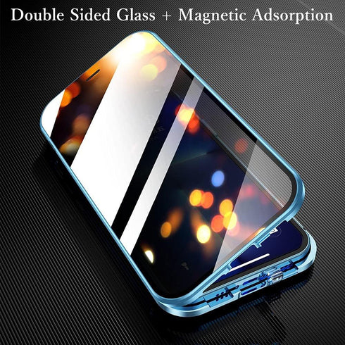 HENGHUI Lockable Anti Peeping Case for iPhone 13 Pro - Magnetic Glass Case with Built-in Camera Lens Protector