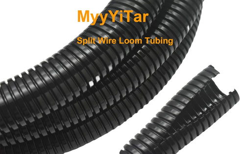 Split Wire Conduit Looms Tube Management Organizer, Flexible Cover, Black, 1in-10ft