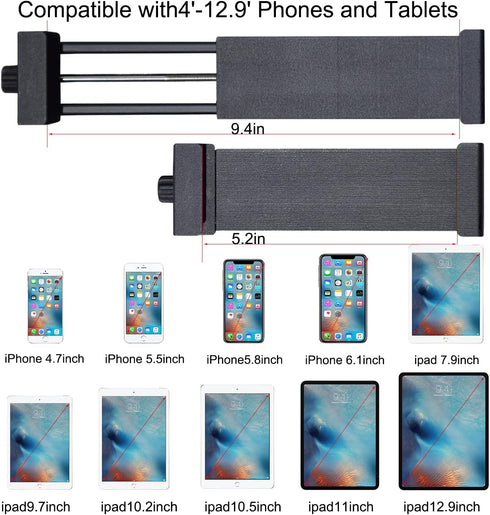 teefeet 53 inch Tablet Tripod Aluminum Tablet & Phone Tripod for iPad Pro/iPhone, Lightweight Travel Stand